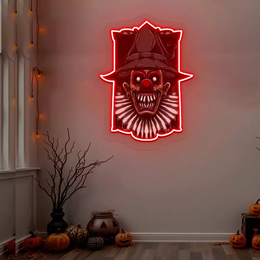 Haunted Clown Neon Artwork | Red