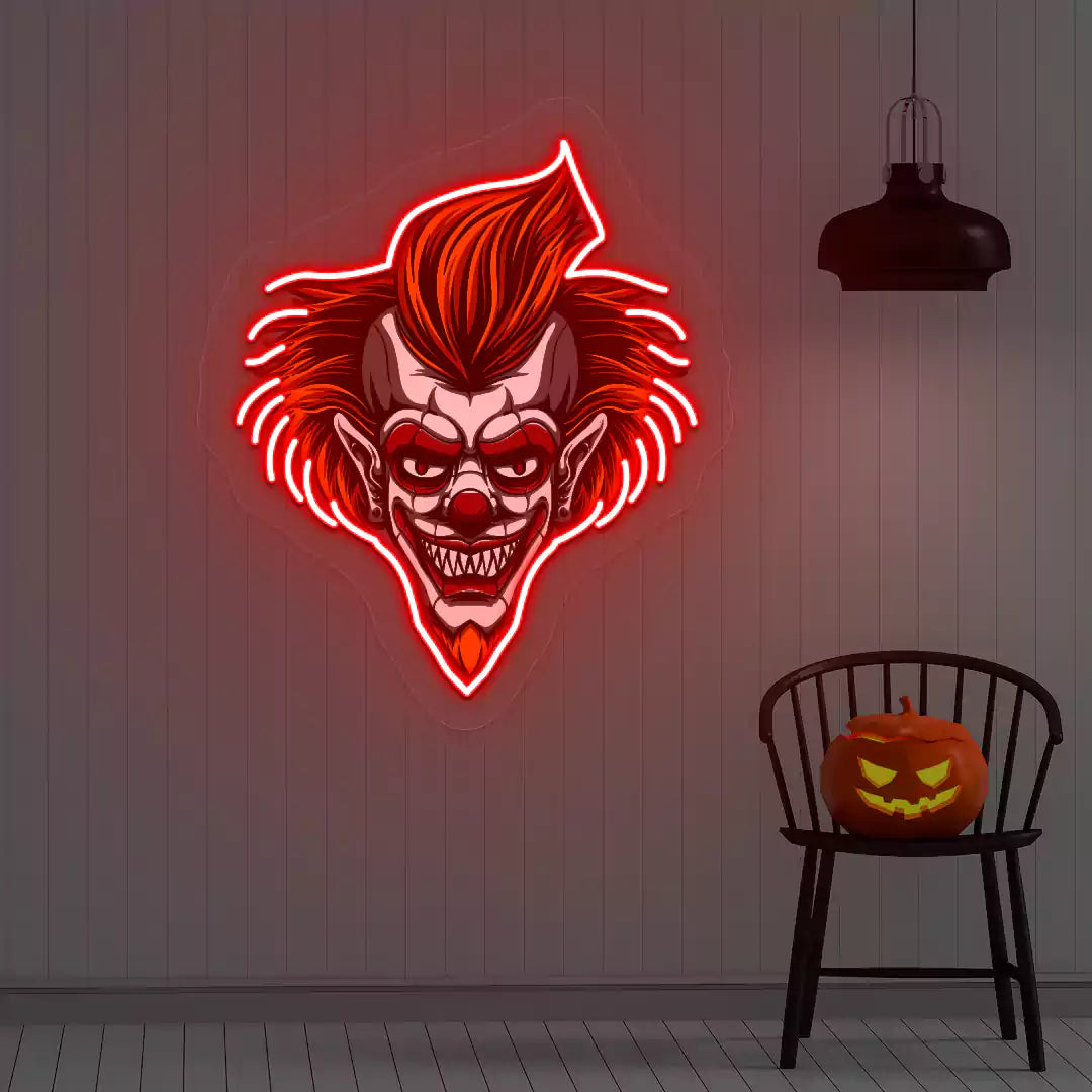 Fiendish Clown Neon Artwork | Red