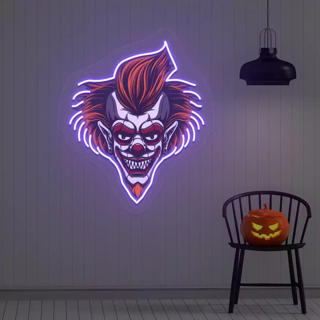 Fiendish Clown Neon Artwork | Purple