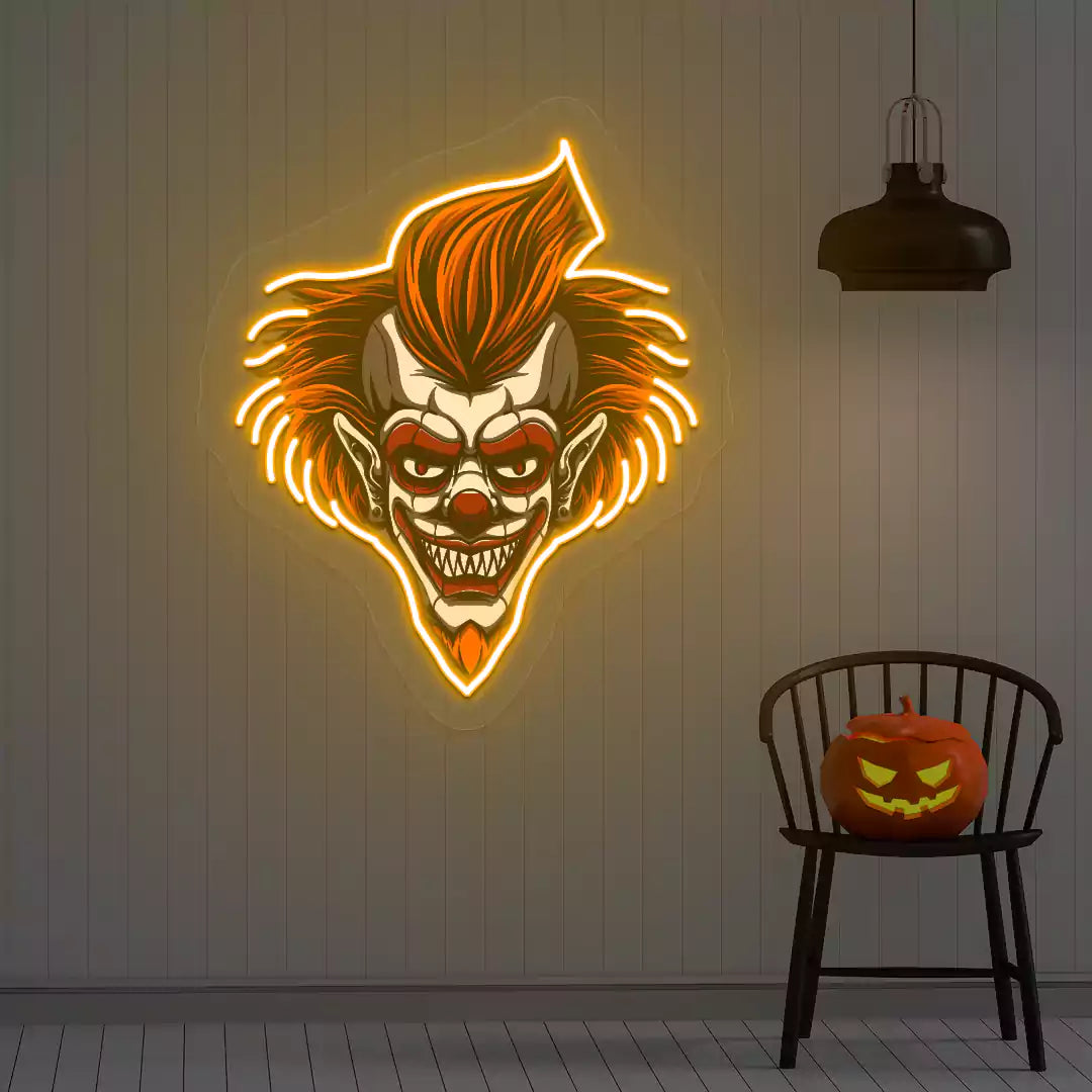 Fiendish Clown Neon Artwork | Orange