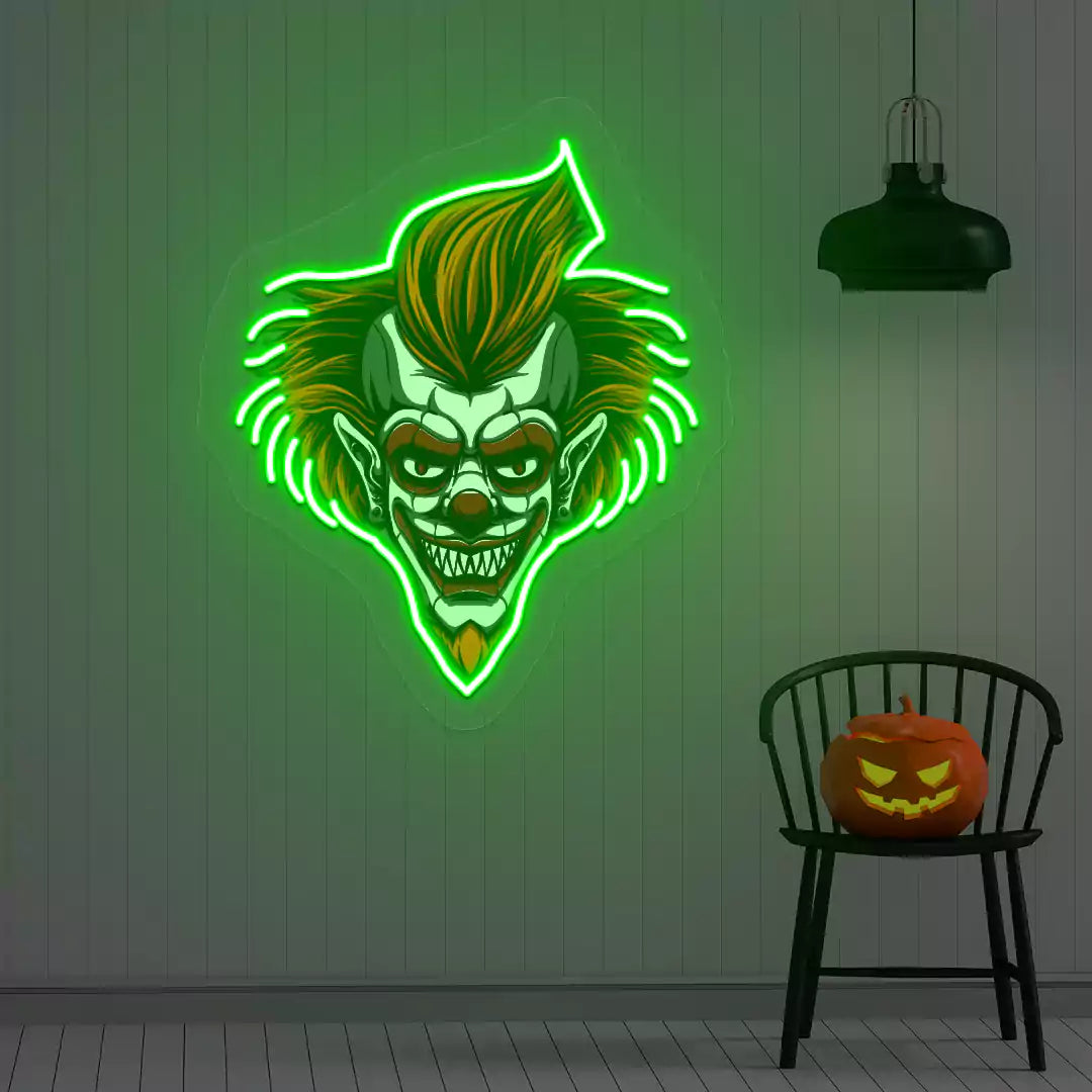 Fiendish Clown Neon Artwork | Green