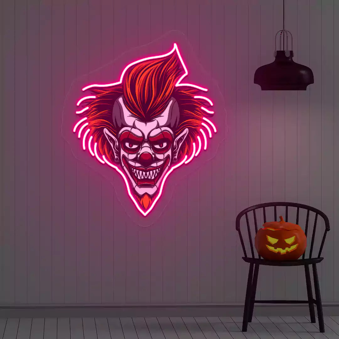 Fiendish Clown Neon Artwork | Pink
