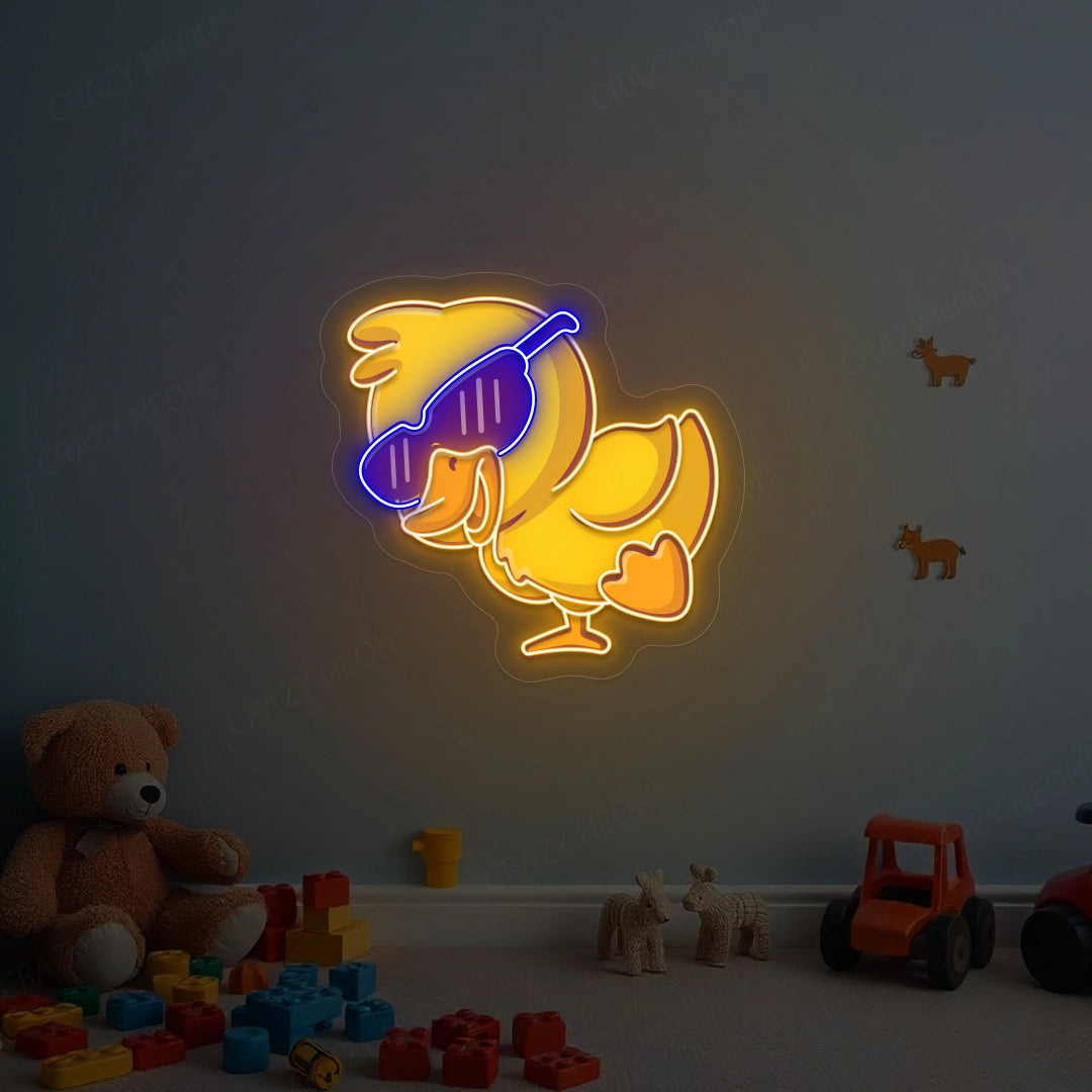 Jolly Duck Jumping Artwork Neon Sign | Orange