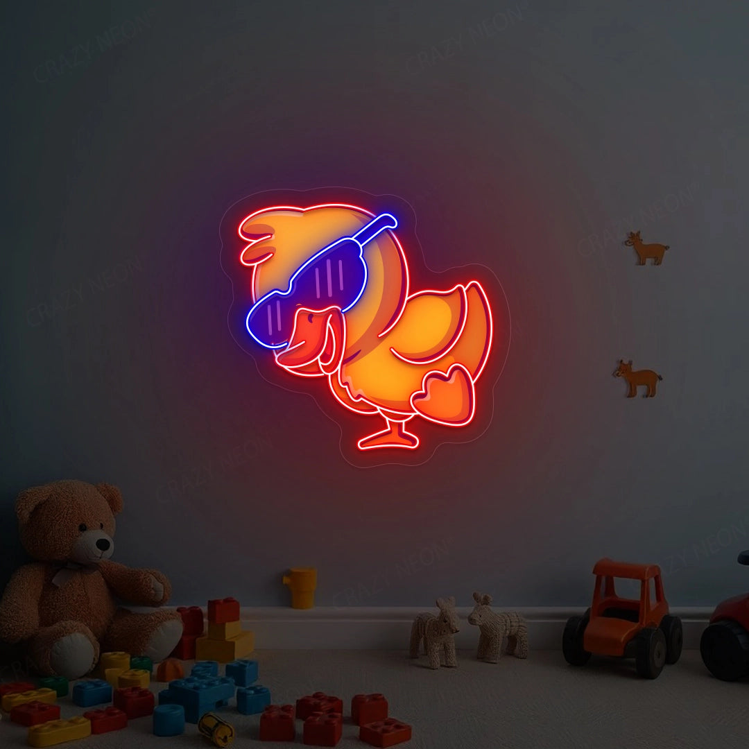 Jolly Duck Jumping Artwork Neon Sign | Red