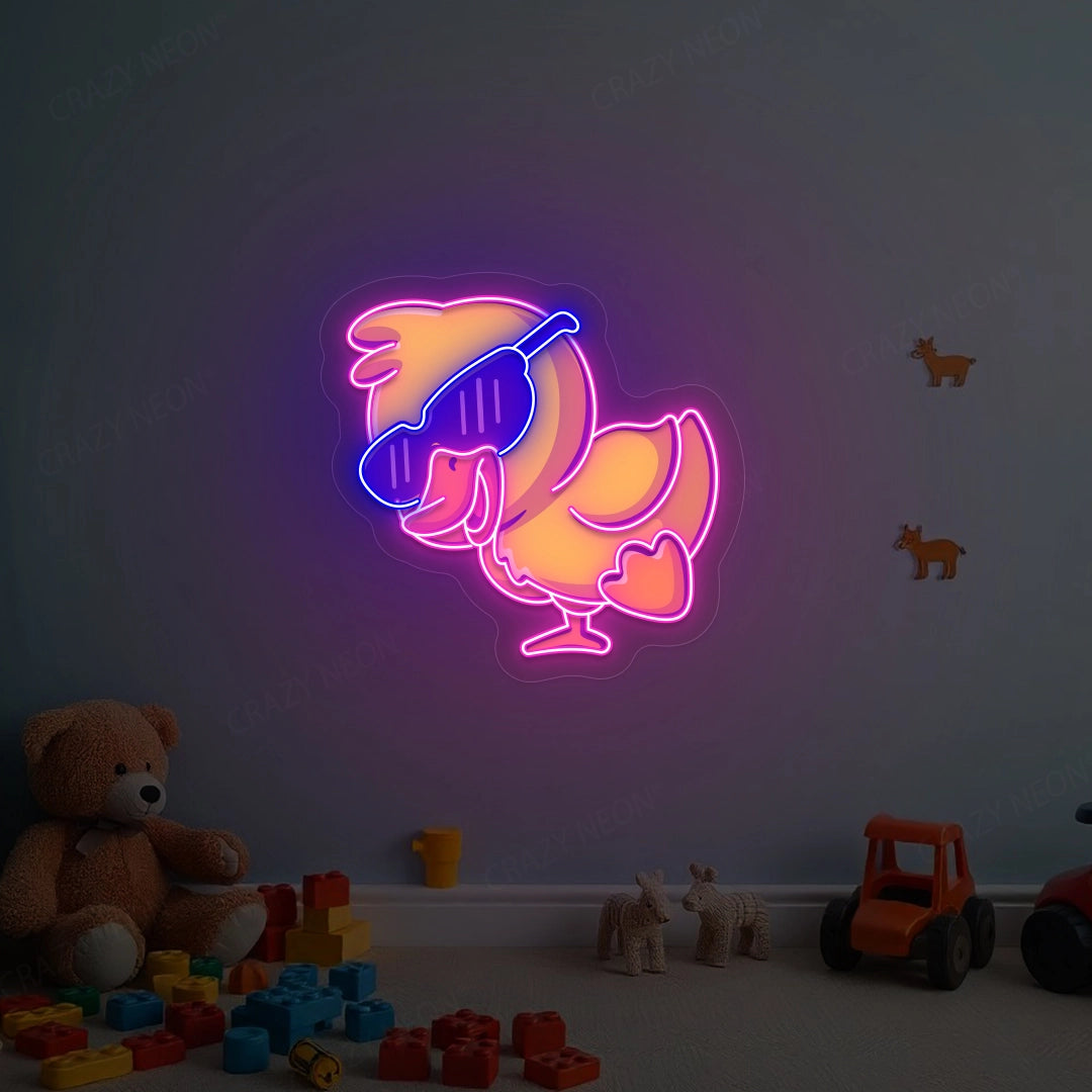 Jolly Duck Jumping Artwork Neon Sign | Pink