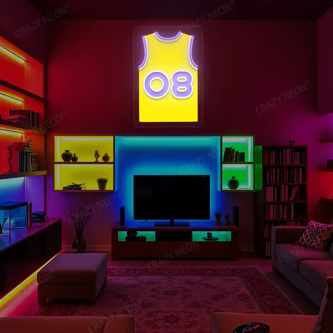 Los Angeles Bryant 08 Jersey Basketball Neon Artwork