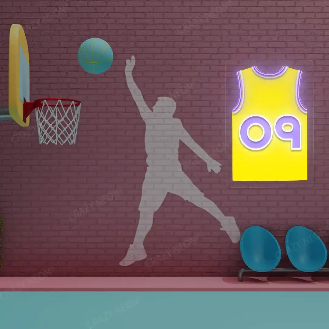 Los Angeles James 09 Jersey Basketball Neon Artwork