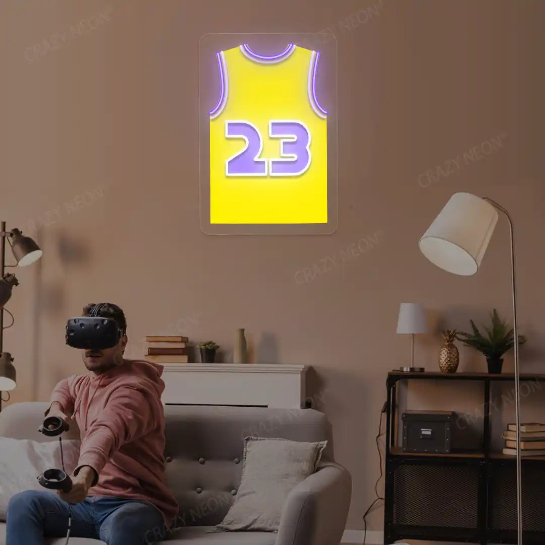 Los Angeles King James 23 Jersey Basketball Neon Artwork
