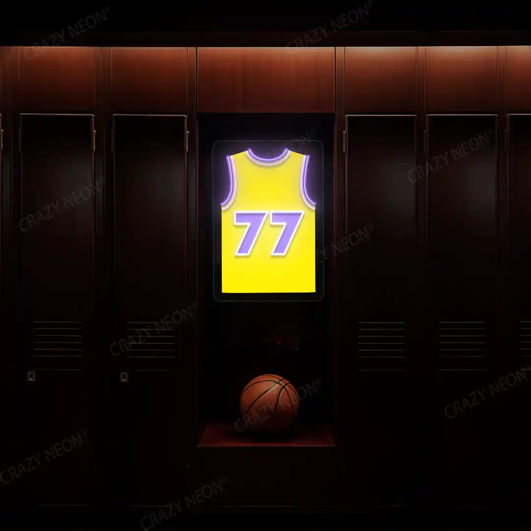 Los Angeles Doncic 77 Jersey Basketball Neon Artwork
