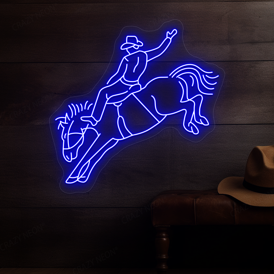 Rodeo Cowboy Neon Sign | Blue