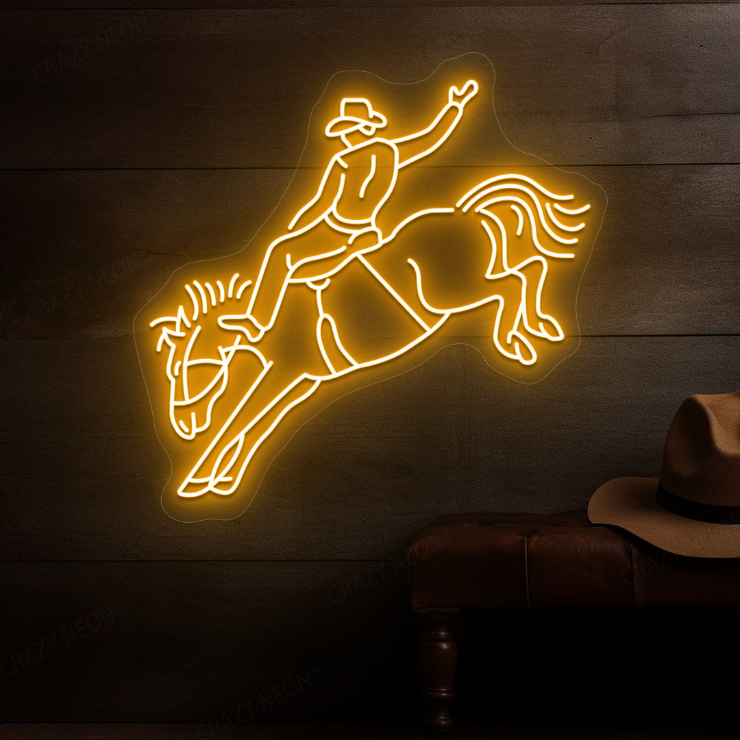 Rodeo Cowboy Neon Sign | Orange