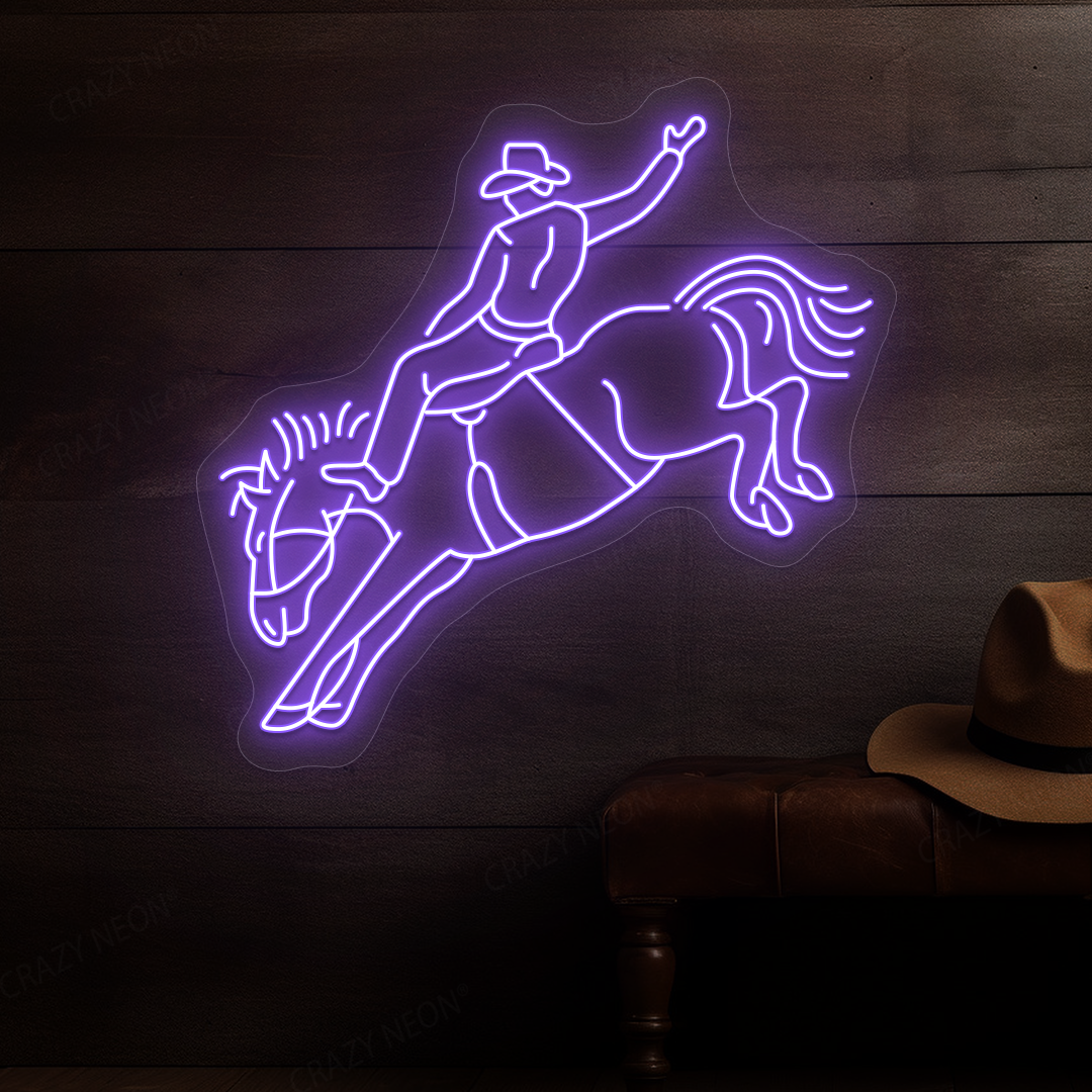Rodeo Cowboy Neon Sign | Purple