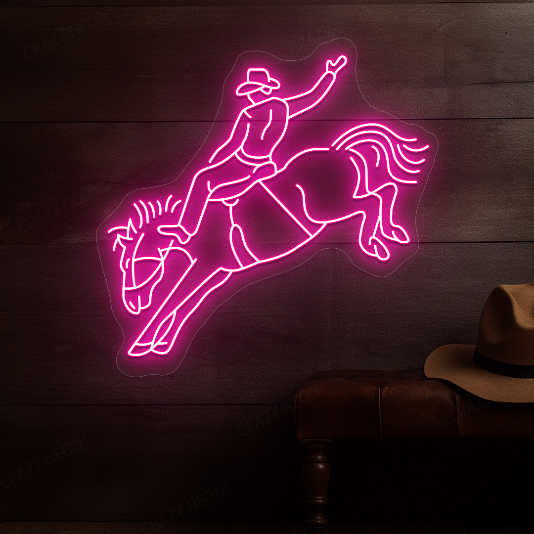 Rodeo Cowboy Neon Sign | Pink