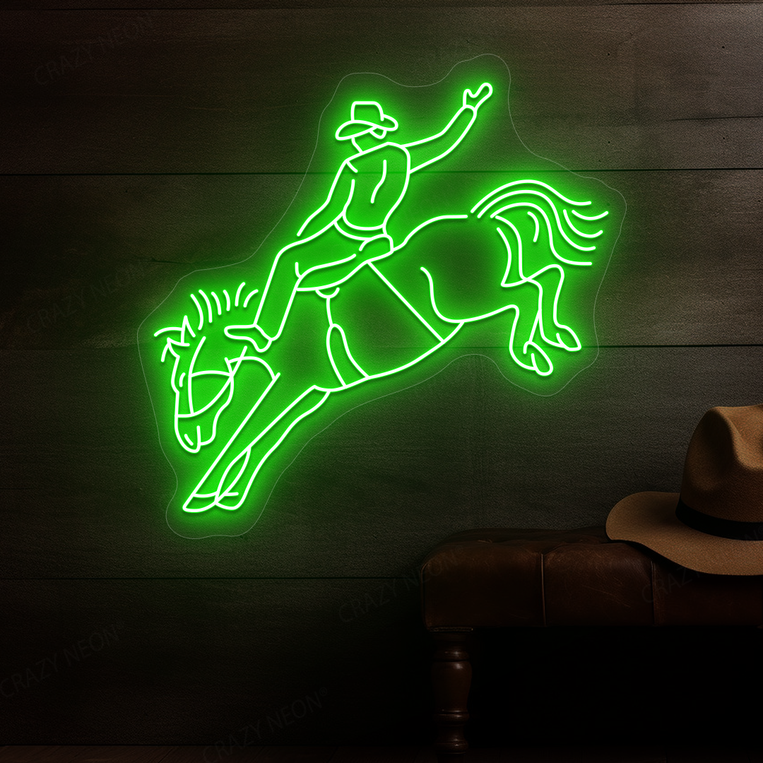 Rodeo Cowboy Neon Sign | Green