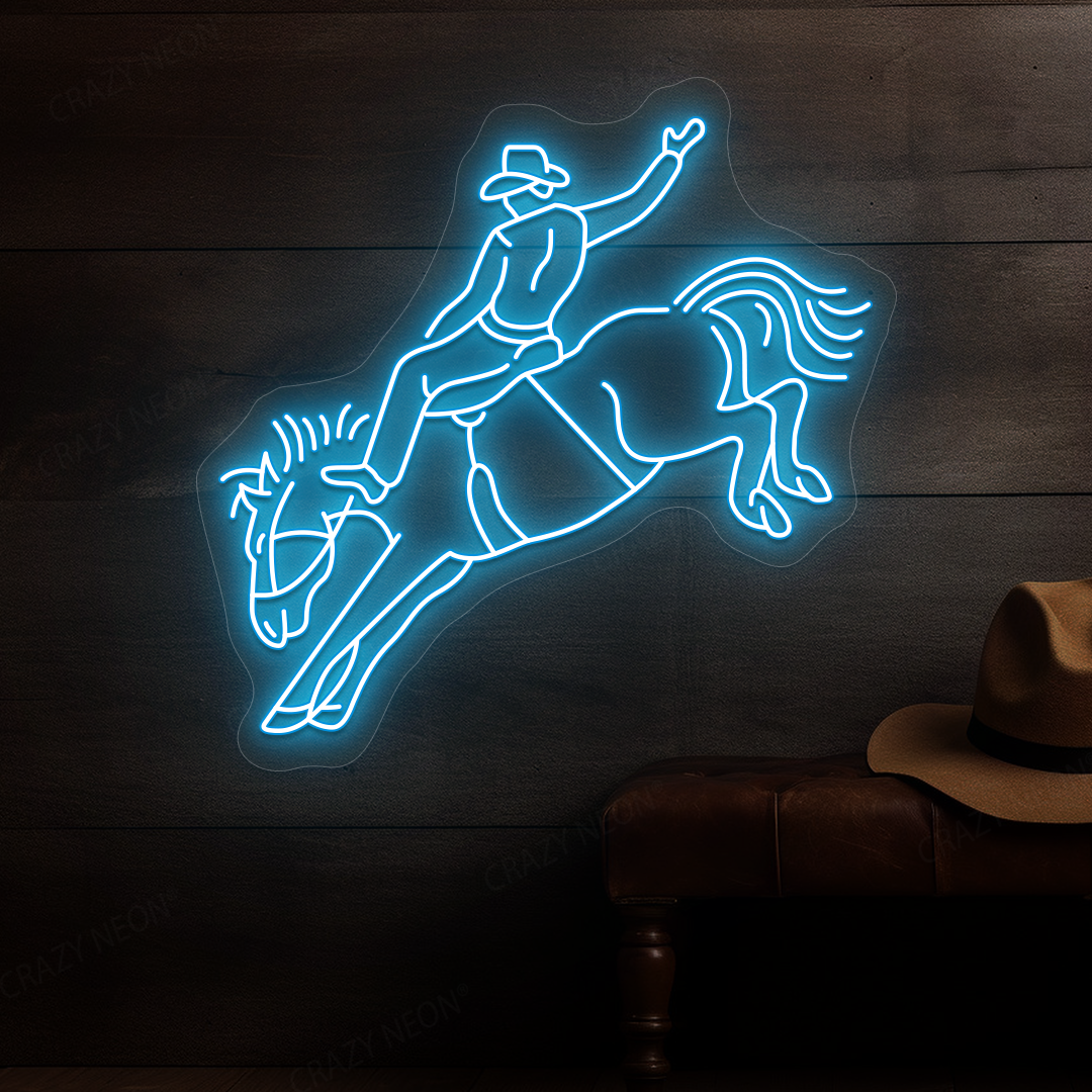 Rodeo Cowboy Neon Sign | Iceblue
