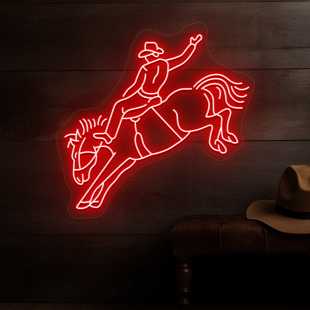 Rodeo Cowboy Neon Sign | Red