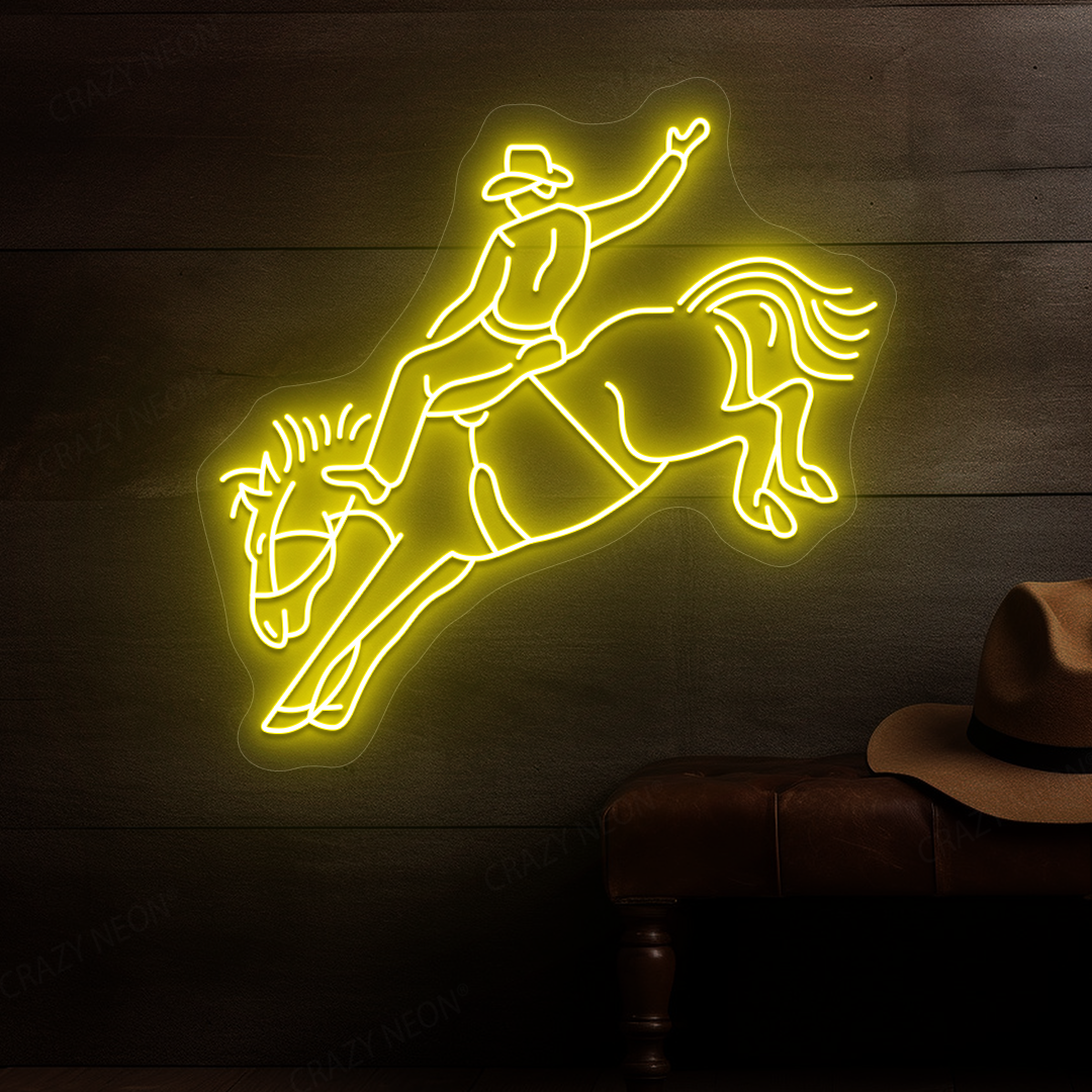 Rodeo Cowboy Neon Sign | Yellow