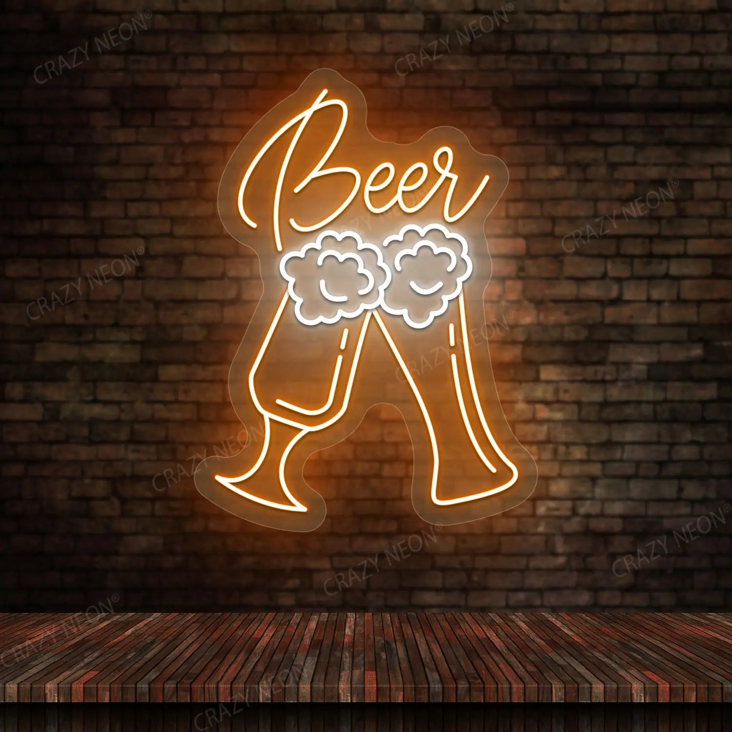 Beer Glass Multicolor Neon Sign | Orange