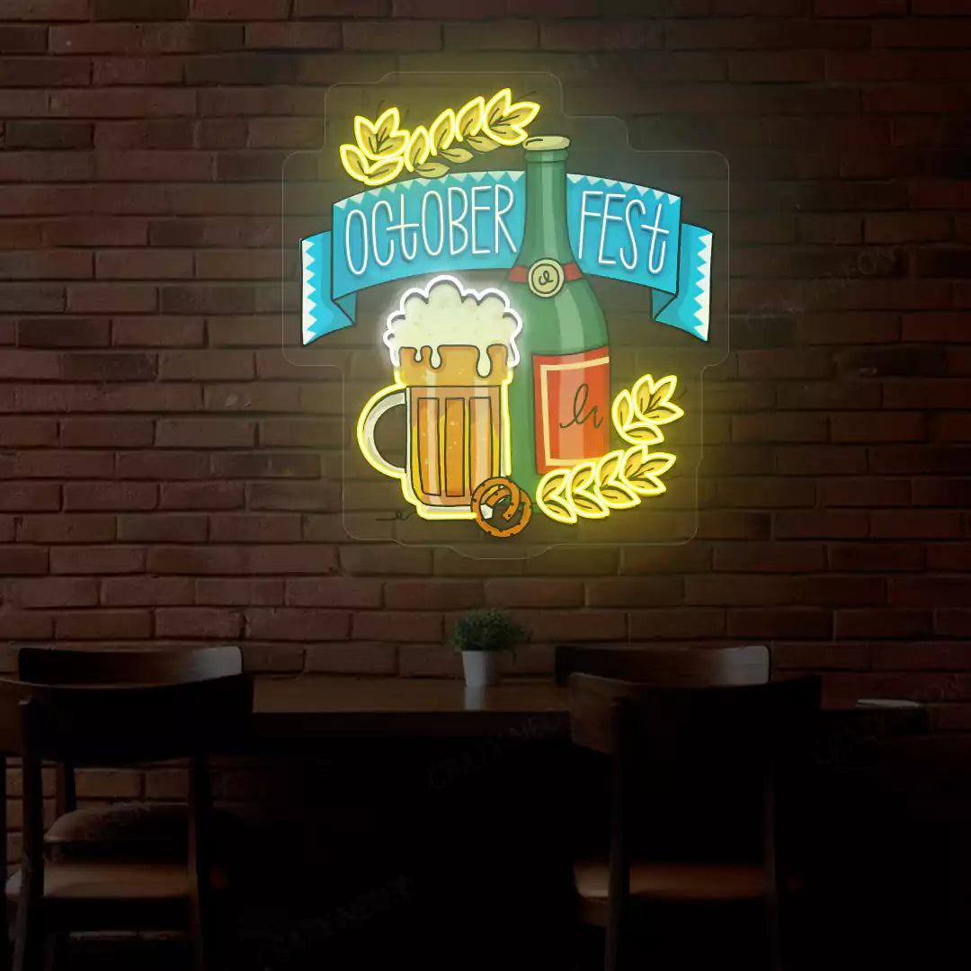 Oktoberfest Mug & Bottle Neon Sign | Iceblue