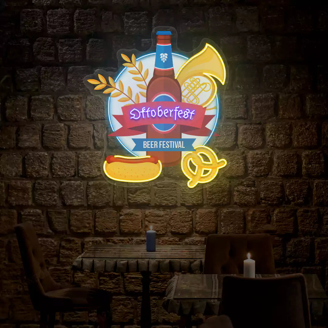 Oktoberfest Bavarian Beer Fest Neon Sign | Purple