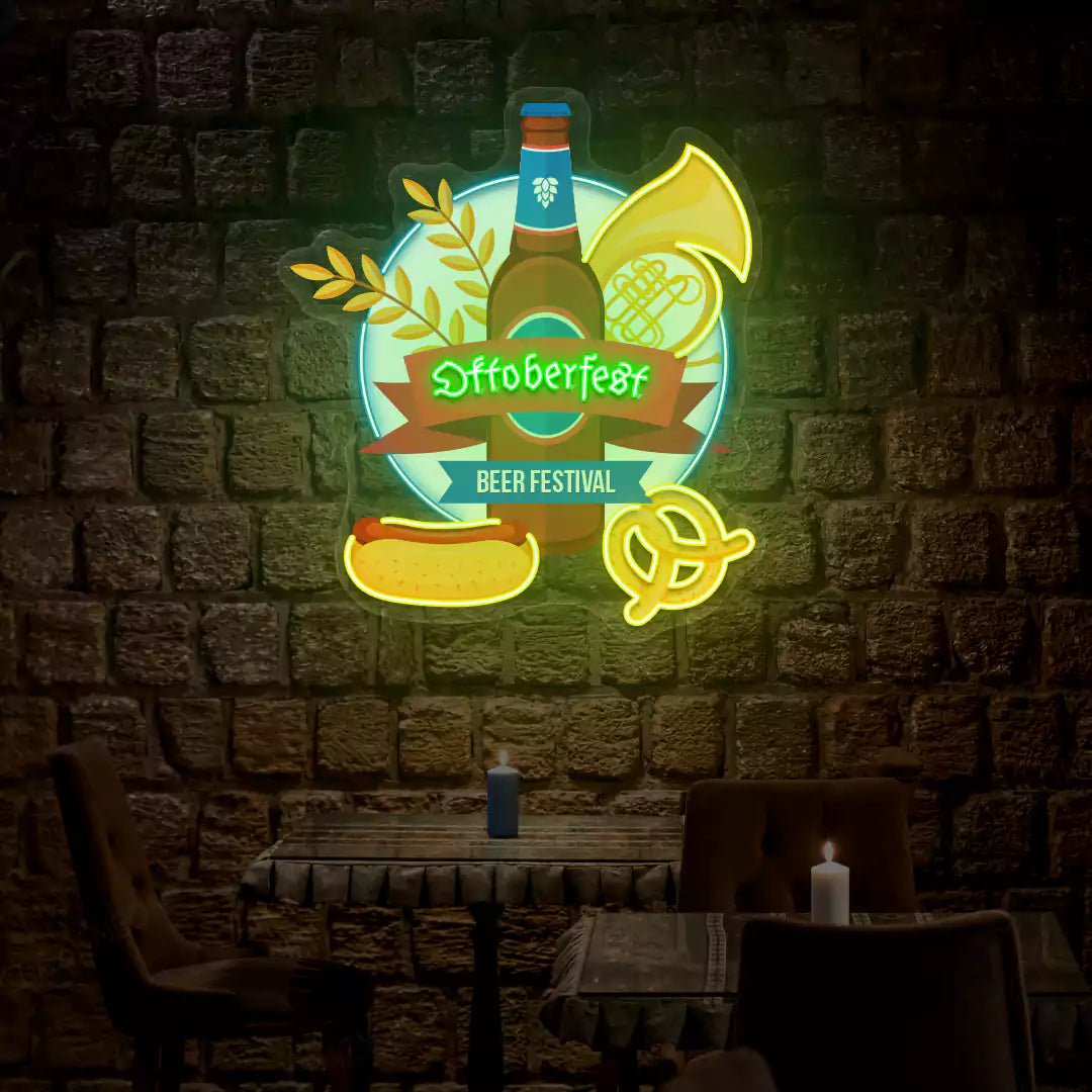 Oktoberfest Bavarian Beer Fest Neon Sign | Green