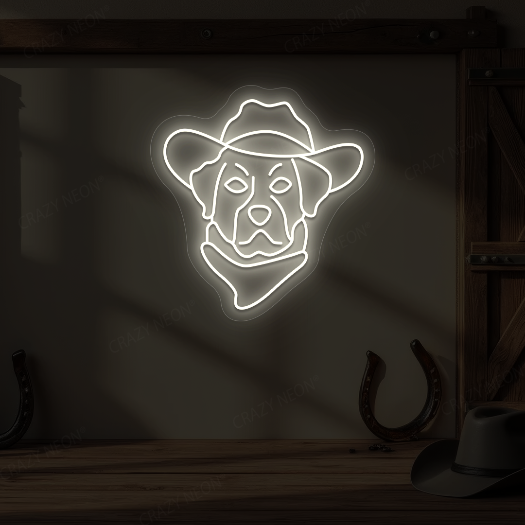 Cowboy Dog with Hat & Bandana Neon Sign | Warmwhite