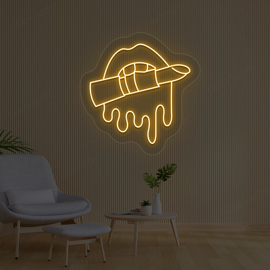 Lipstick Makeup Artist Neon Sign | Orange