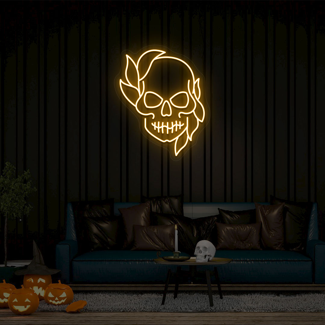 Skull Neon Sign | Orange