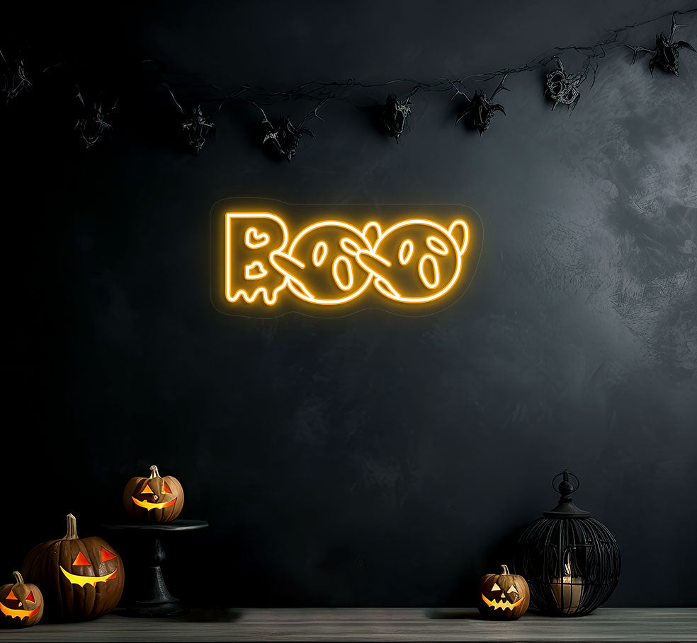 Boo With Ghouls Neon Sign | Orange