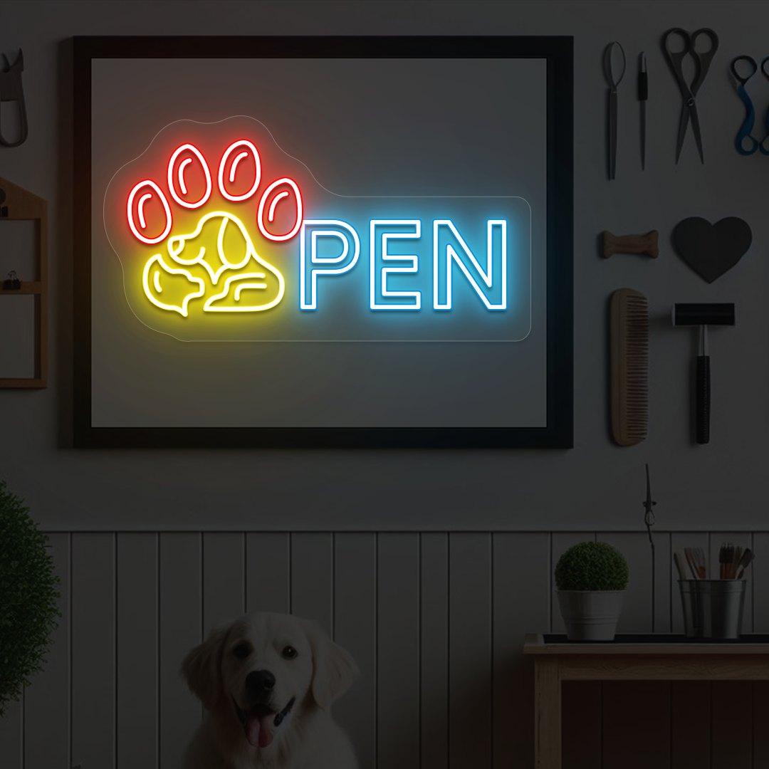 Pawfect Open Neon Sign | Red