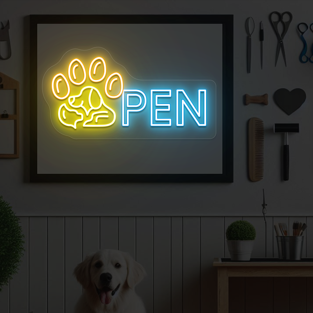 Pawfect Open Neon Sign | Orange