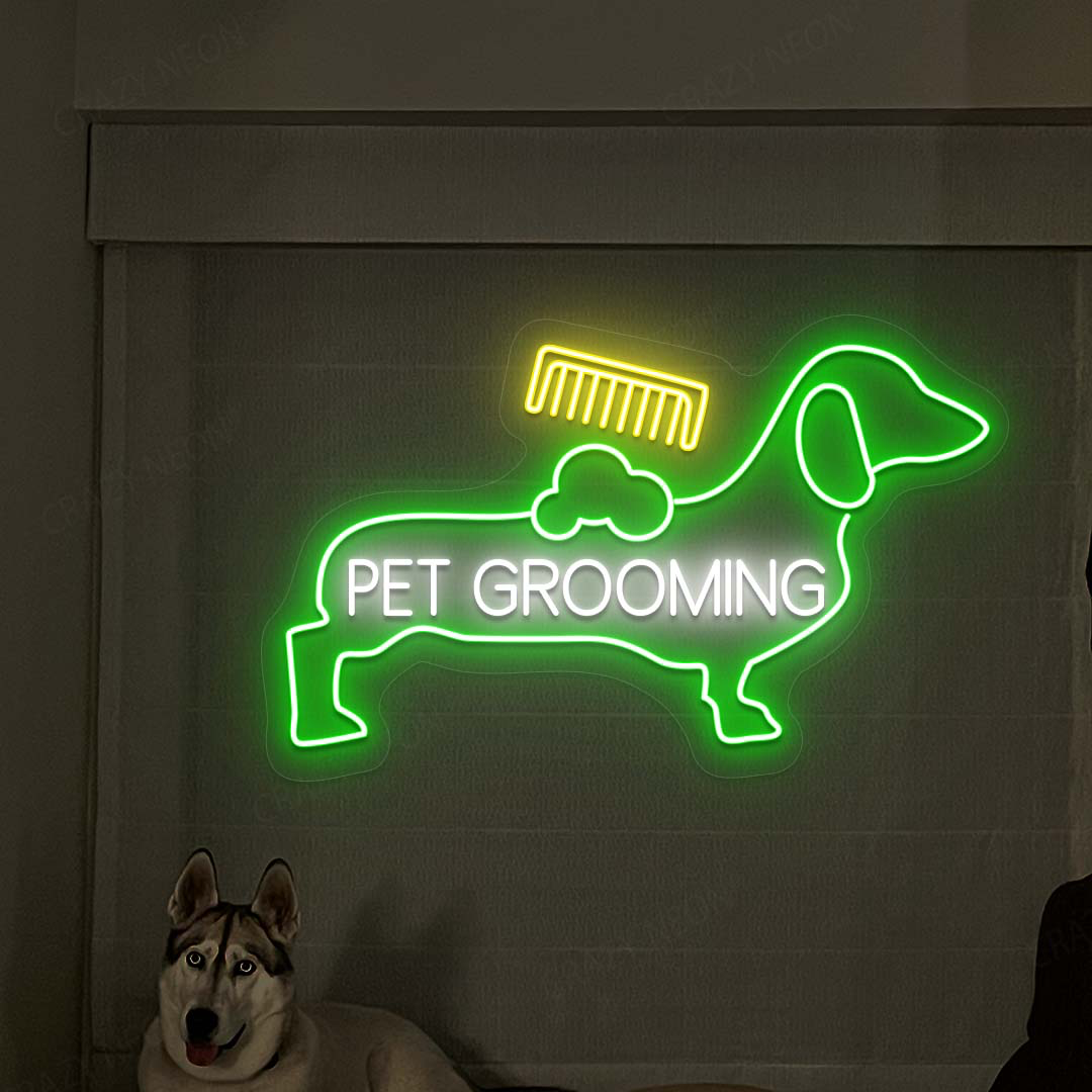 Pet Groom Room Neon Sign | Green