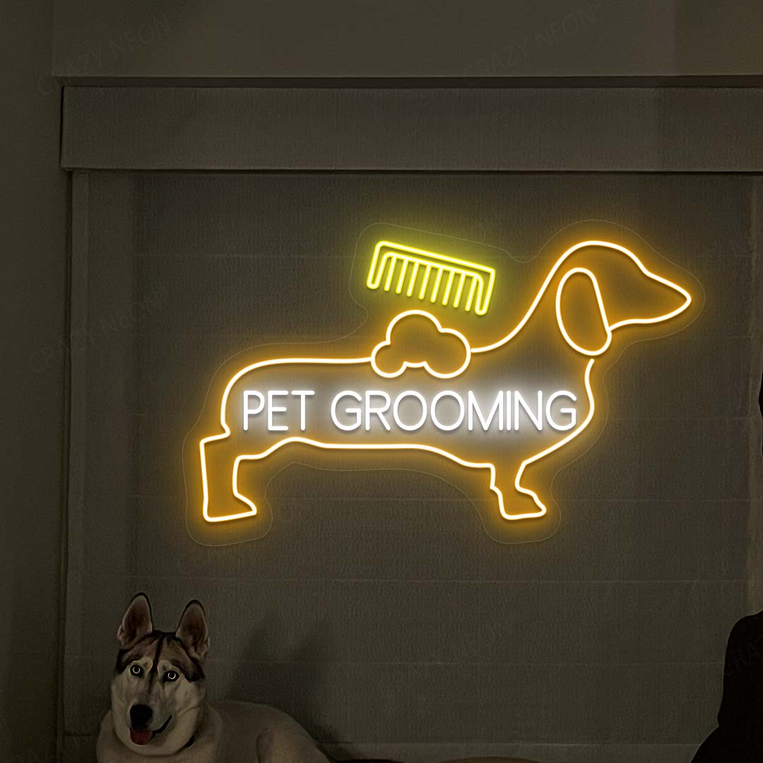 Pet Groom Room Neon Sign | Orange