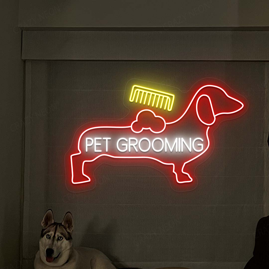 Pet Groom Room Neon Sign | Red