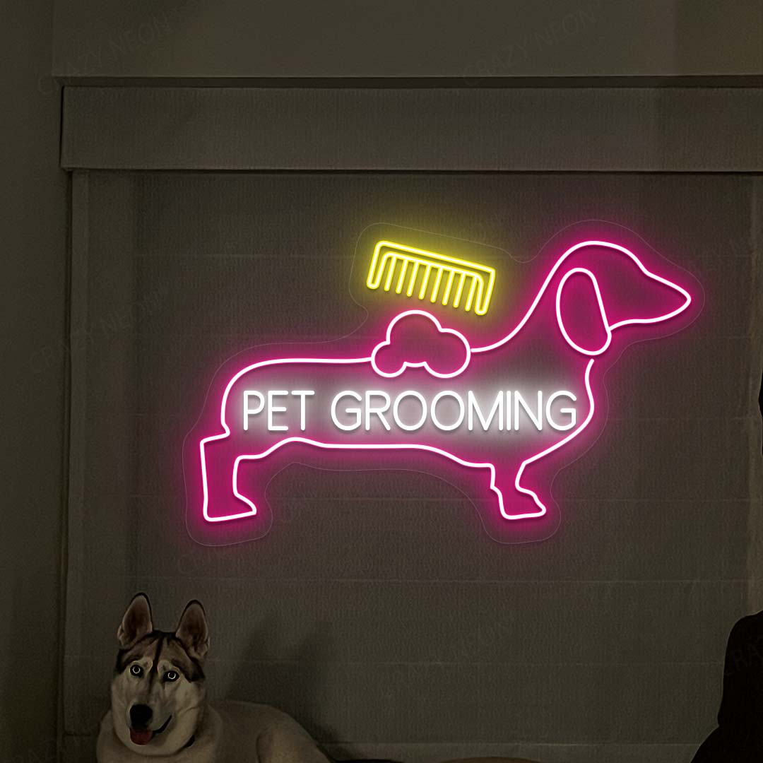 Pet Groom Room Neon Sign | Pink