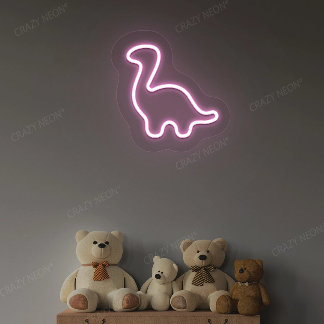 Cute Dinosaur Neon Sign | Pink