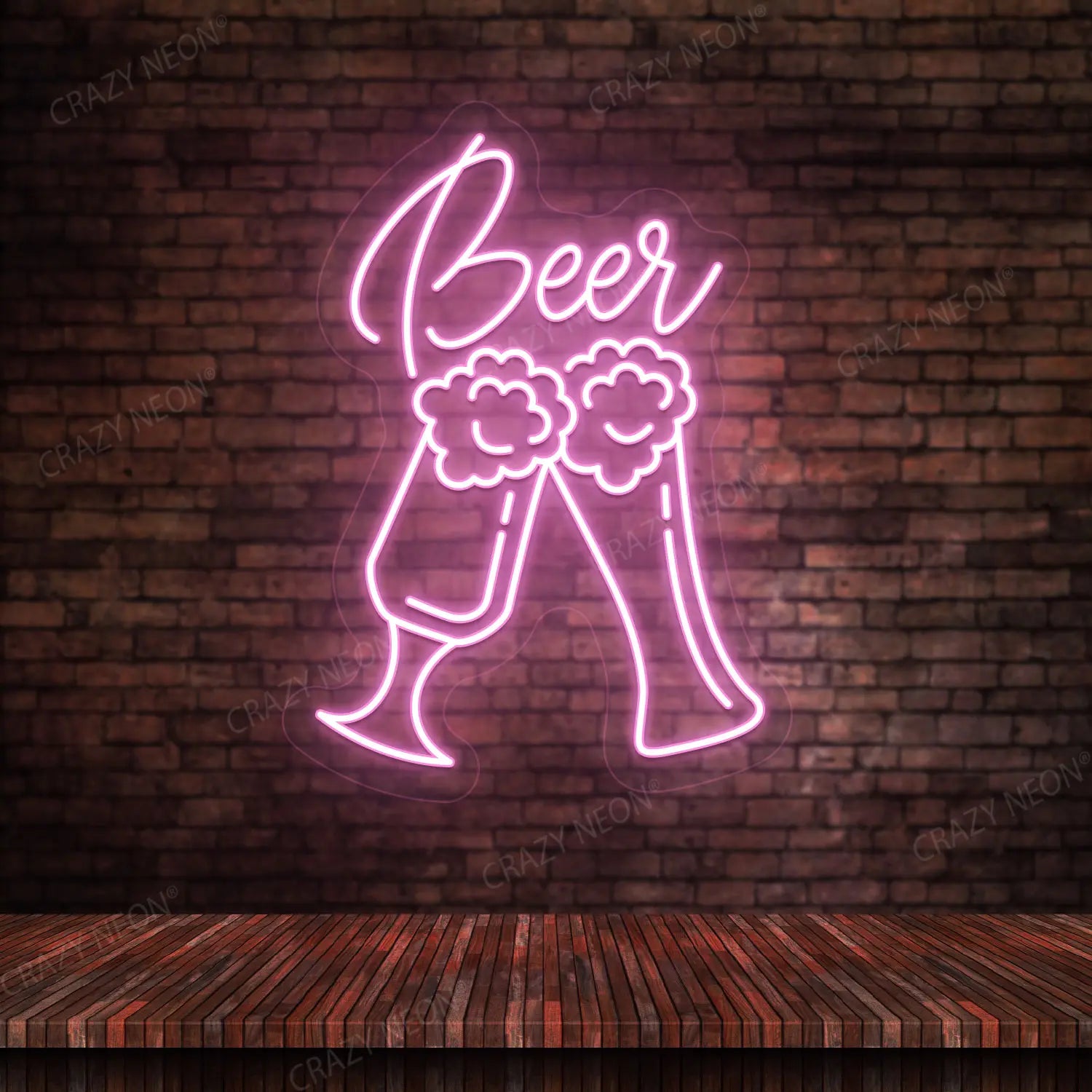 Beer Glass Multicolor Neon Sign | Pink
