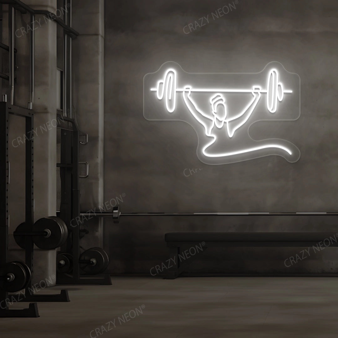 Power Lifting Neon Sign | White