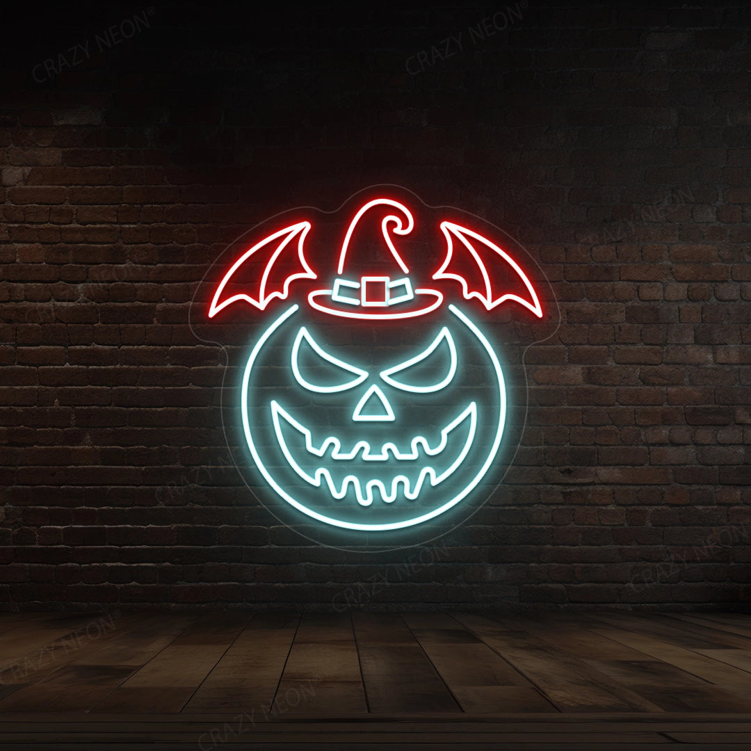 Pumpkin Halloween Neon sign | Ice Blue