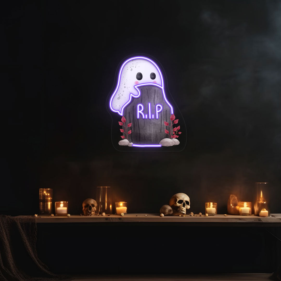 Ghoul On Tombstone UV Print Neon Sign | CNUS019480