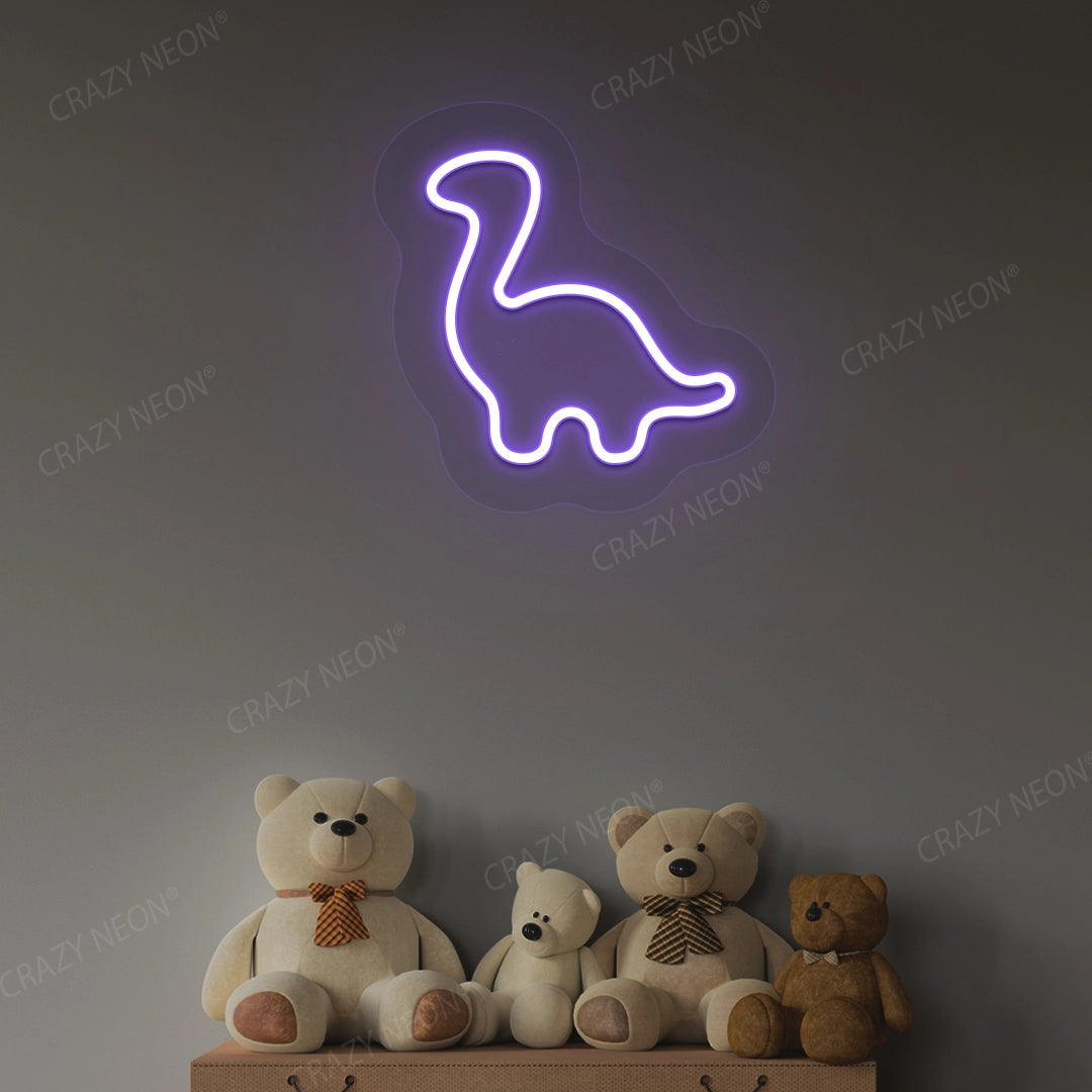 Cute Dinosaur Neon Sign | Purple