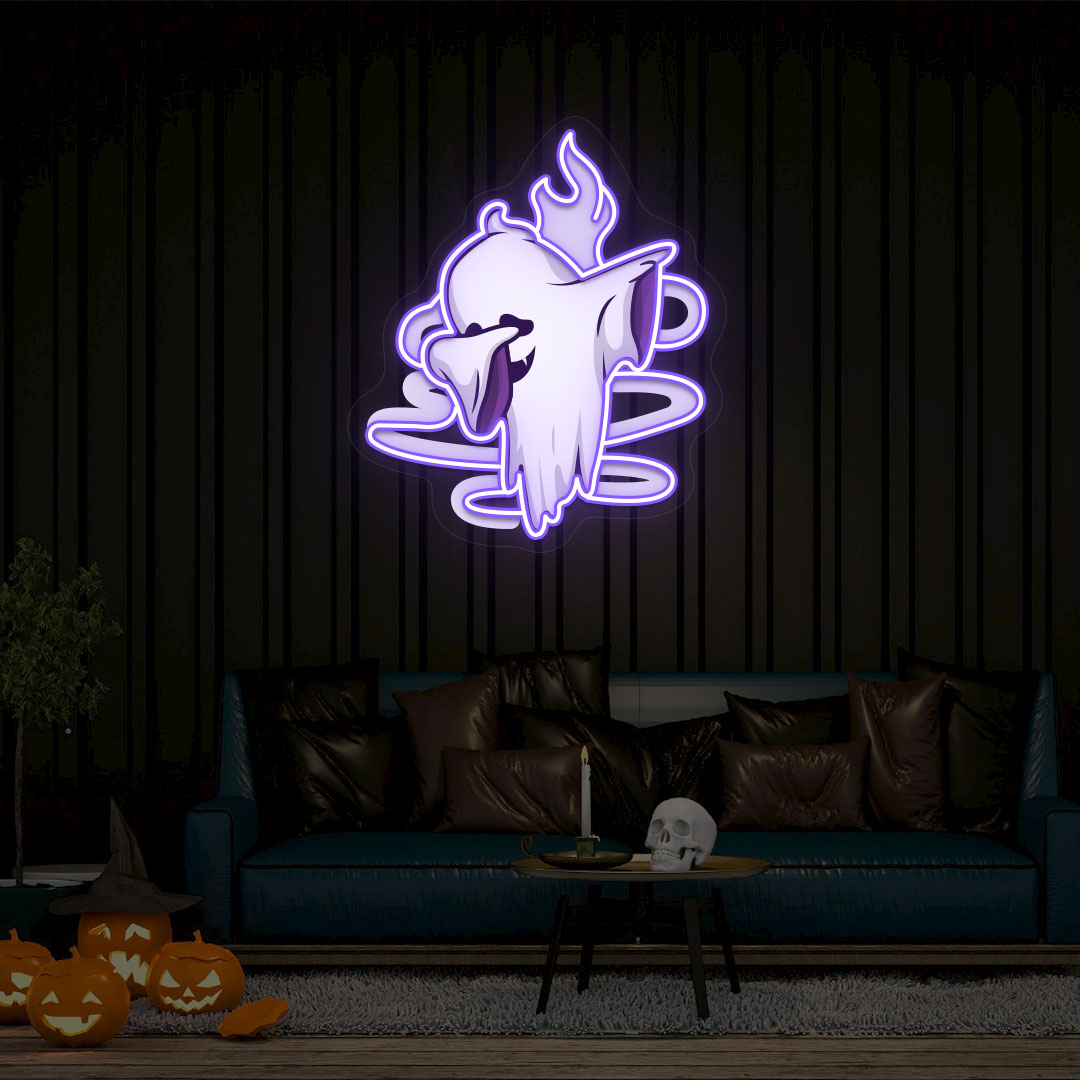 Stylish Ghoul Dab Neon Artwork | Purple