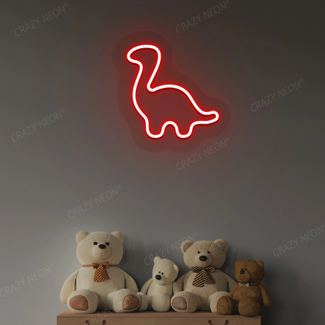 Cute Dinosaur Neon Sign | Red
