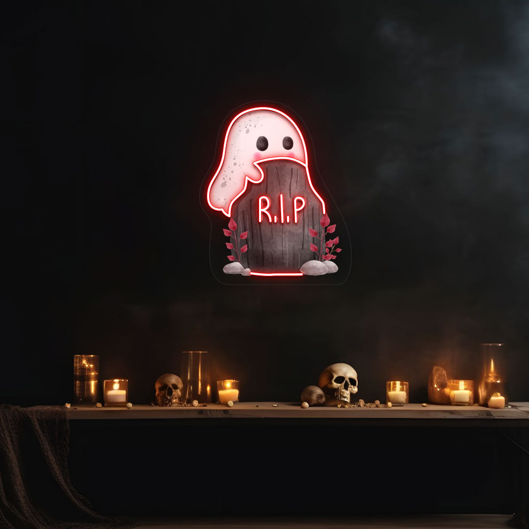 Ghoul On Tombstone UV Print Neon Sign | CNUS019480