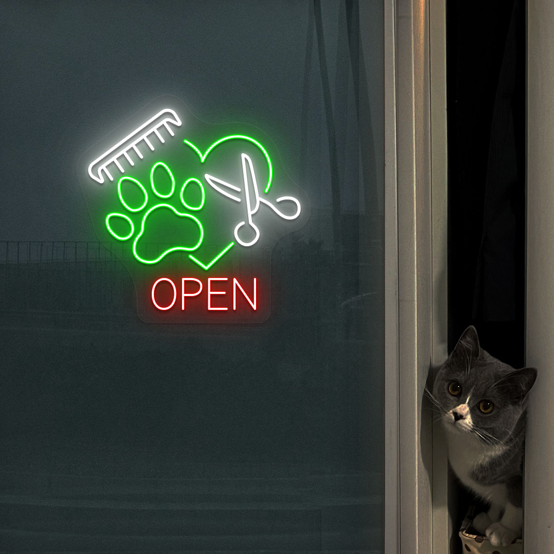 Pet Groom Hub Neon Sign | red