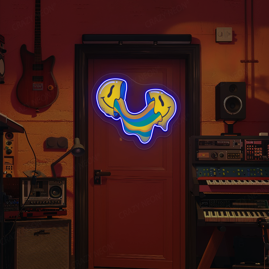 Crack n’ Ooze Smiley Neon Artwork | Blue