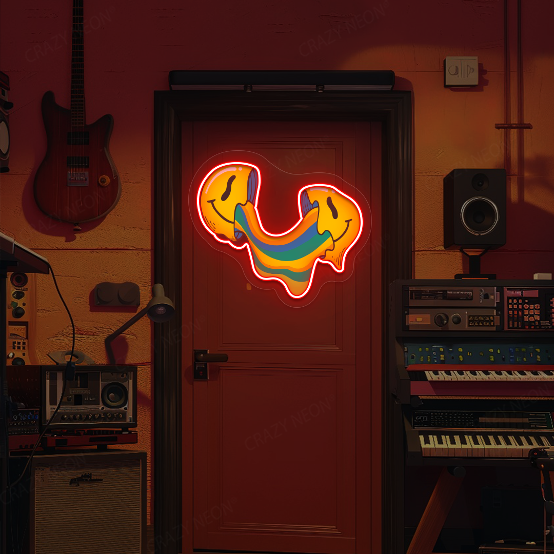 Crack n’ Ooze Smiley Neon Artwork | Red