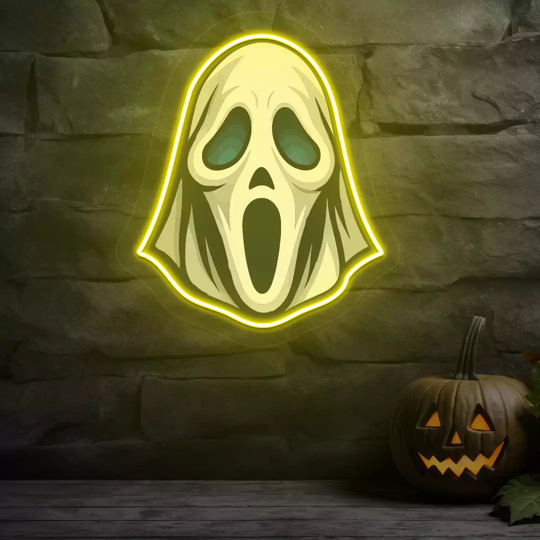 Wailing Ghost Neon Artwork | Yellow