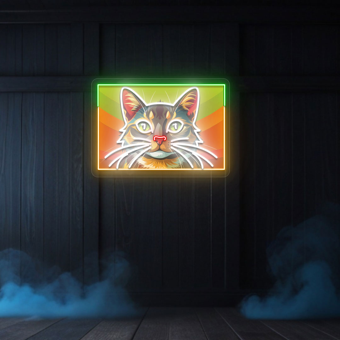 UV+Neon Cat Sign | Warmwhite