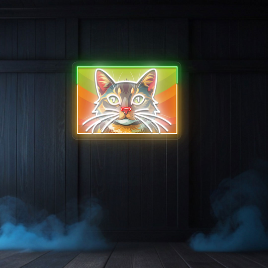 UV+Neon Cat Sign | Warmwhite